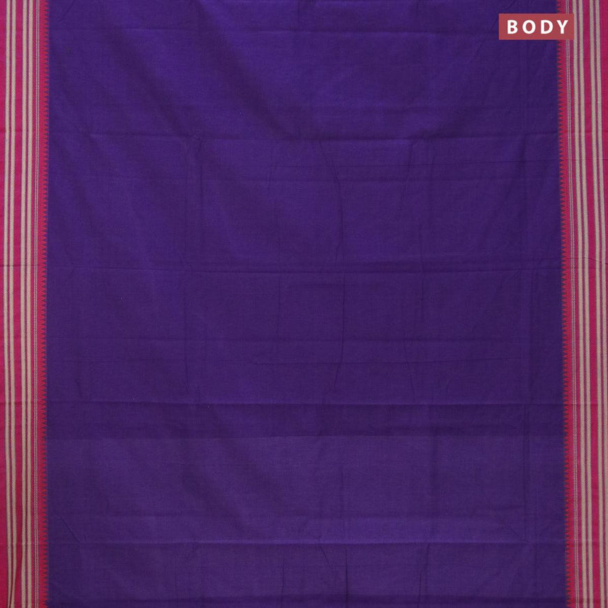 Narayanpet cotton saree deep violet and maroon with plain body and thread woven border - {{ collection.title }} by Prashanti Sarees