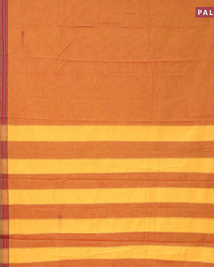 Narayanpet cotton saree dual shade of mustard and maroon with plain body and thread woven border - {{ collection.title }} by Prashanti Sarees
