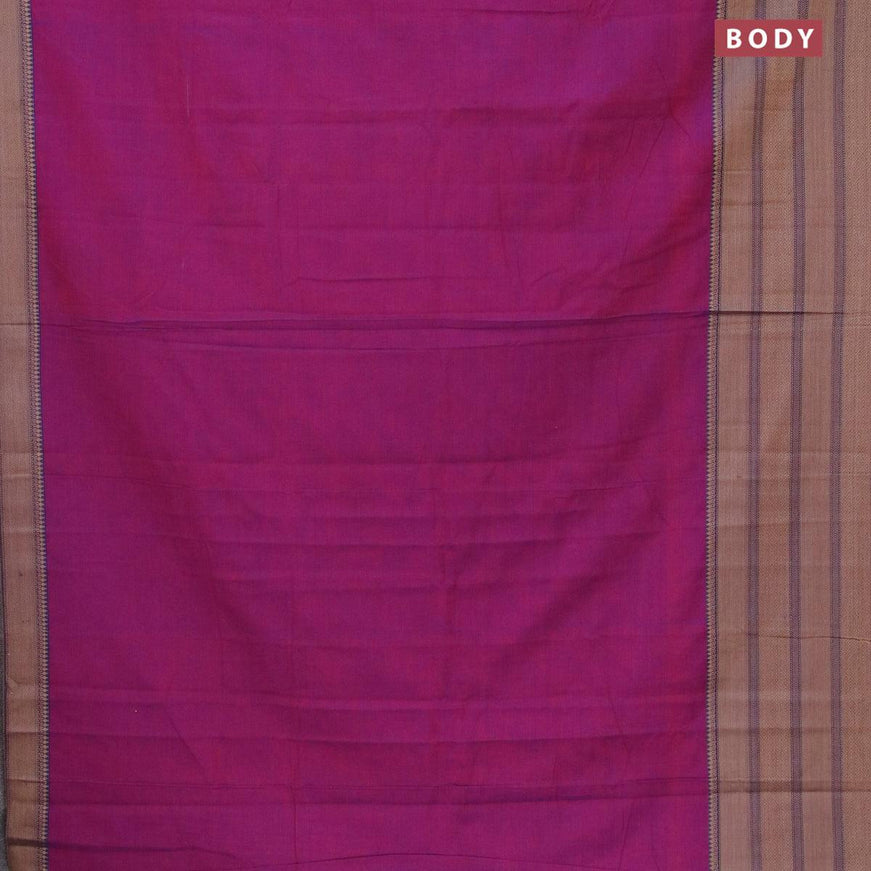 Narayanpet cotton saree dual shade of purple and blue with plain body and long thread woven border - {{ collection.title }} by Prashanti Sarees