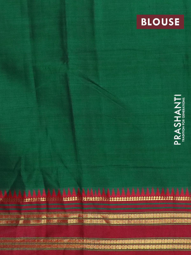 Narayanpet cotton saree green and maroon with plain body and temple design rettapet zari woven border - {{ collection.title }} by Prashanti Sarees