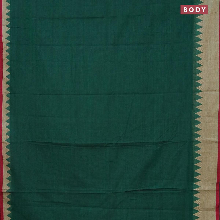 Narayanpet cotton saree green and maroon with plain body and temple design thread woven border - {{ collection.title }} by Prashanti Sarees