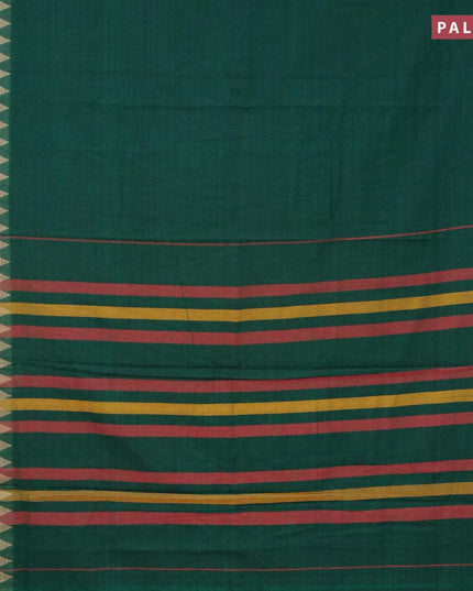 Narayanpet cotton saree green and maroon with plain body and temple design thread woven border - {{ collection.title }} by Prashanti Sarees
