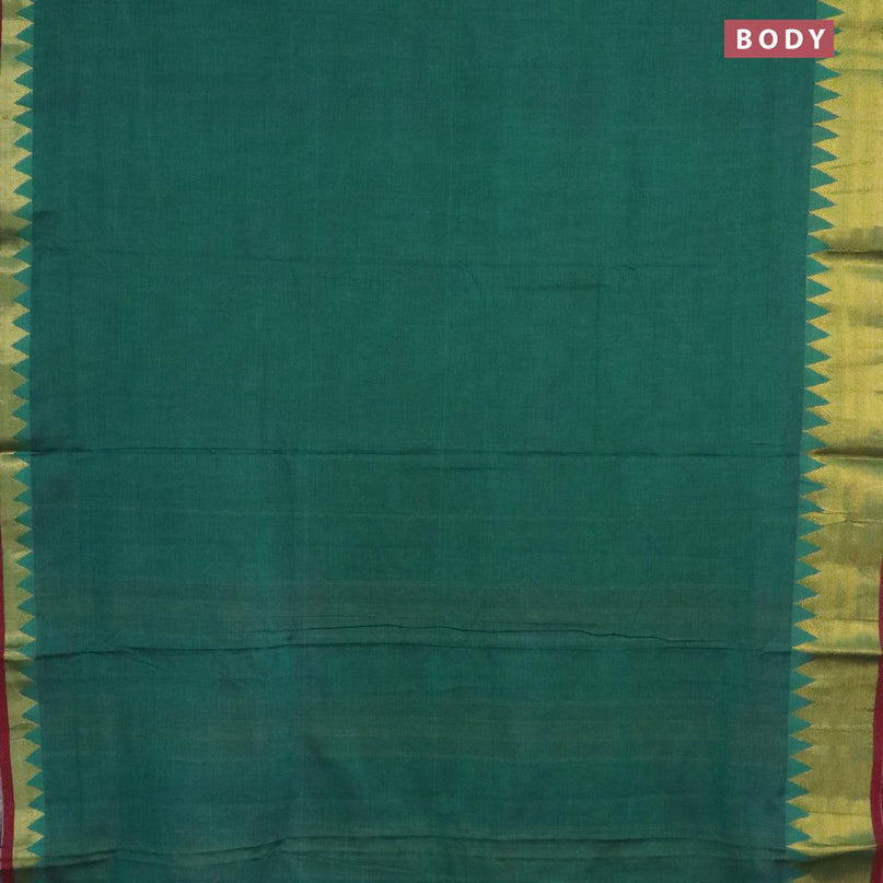 Narayanpet cotton saree green and maroon with plain body and zari woven border - {{ collection.title }} by Prashanti Sarees
