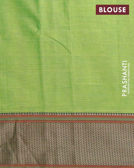 Narayanpet cotton saree green with plain body and thread woven border - {{ collection.title }} by Prashanti Sarees