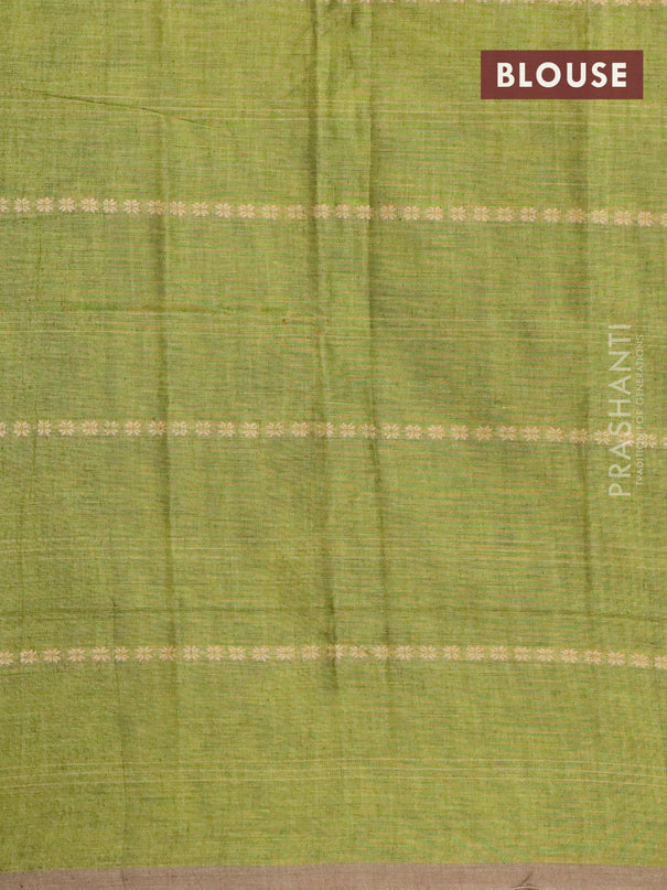 Narayanpet cotton saree light green and grey shade with allover thread weaves and piping border - {{ collection.title }} by Prashanti Sarees
