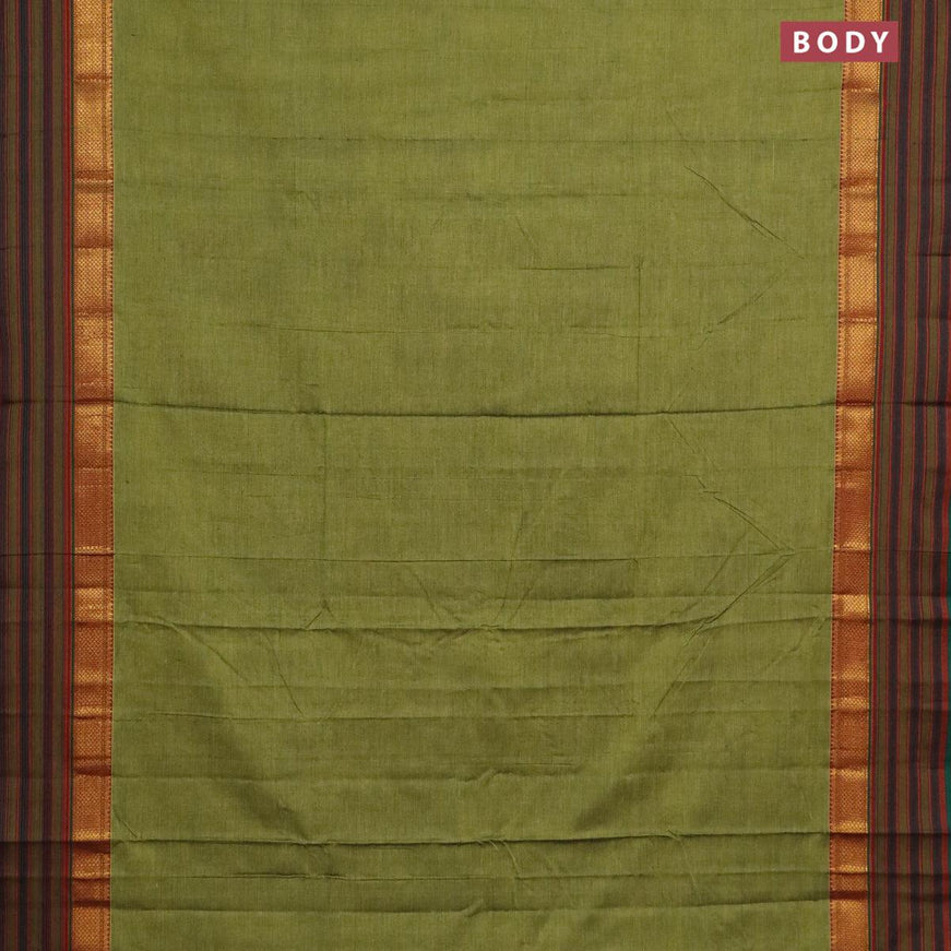 Narayanpet cotton saree light green with plain body and zari woven simple border - {{ collection.title }} by Prashanti Sarees