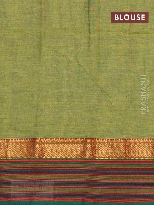 Narayanpet cotton saree light green with plain body and zari woven simple border - {{ collection.title }} by Prashanti Sarees