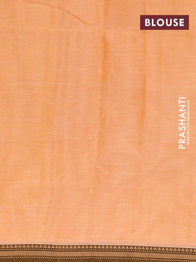 Narayanpet cotton saree pale orange and brown shade with plain body and thread woven border - {{ collection.title }} by Prashanti Sarees