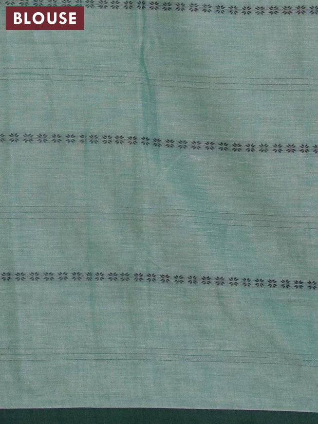Narayanpet cotton saree pastel green and green with allover thread weaves and piping border - {{ collection.title }} by Prashanti Sarees