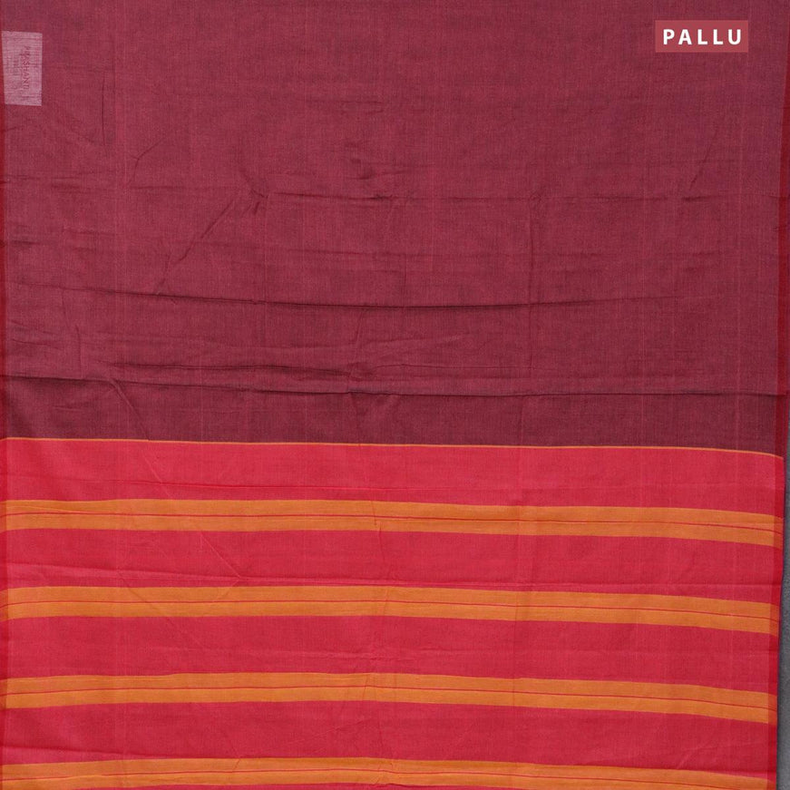 Narayanpet cotton saree pastel maroon shade with plain body in borderless style - {{ collection.title }} by Prashanti Sarees