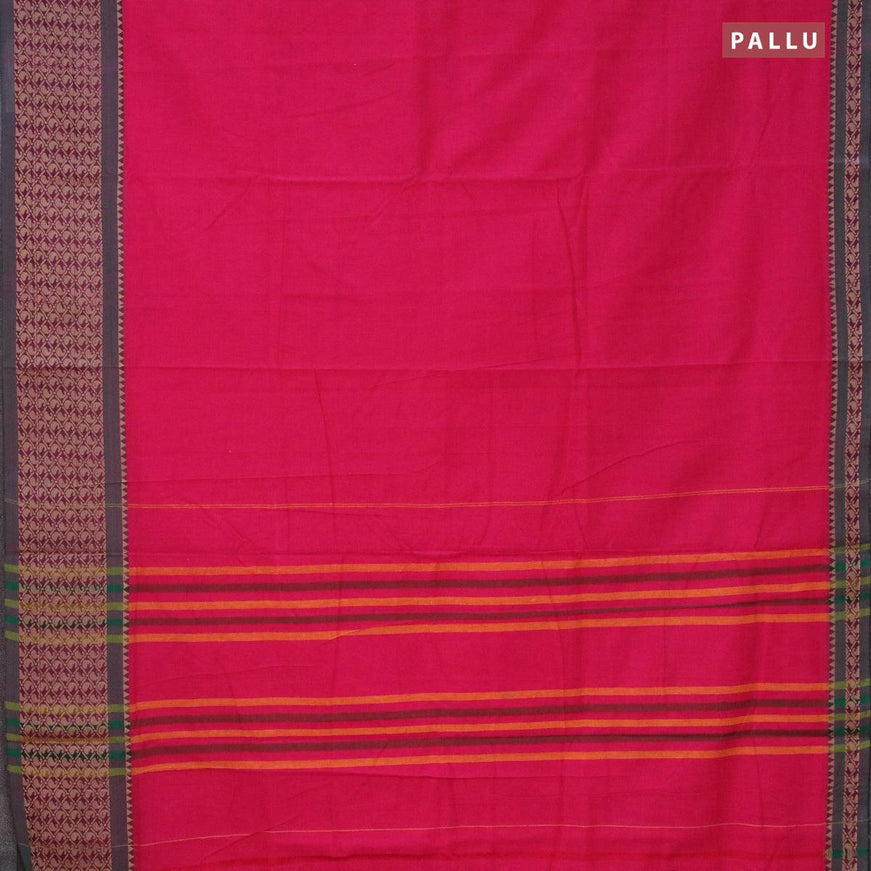 Narayanpet cotton saree pink and dual shade of green with plain body and thread woven border - {{ collection.title }} by Prashanti Sarees