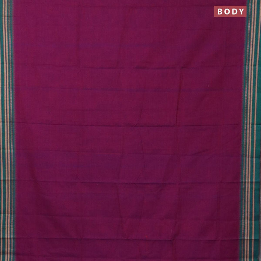Narayanpet cotton saree purple and green with plain body and thread woven border - {{ collection.title }} by Prashanti Sarees