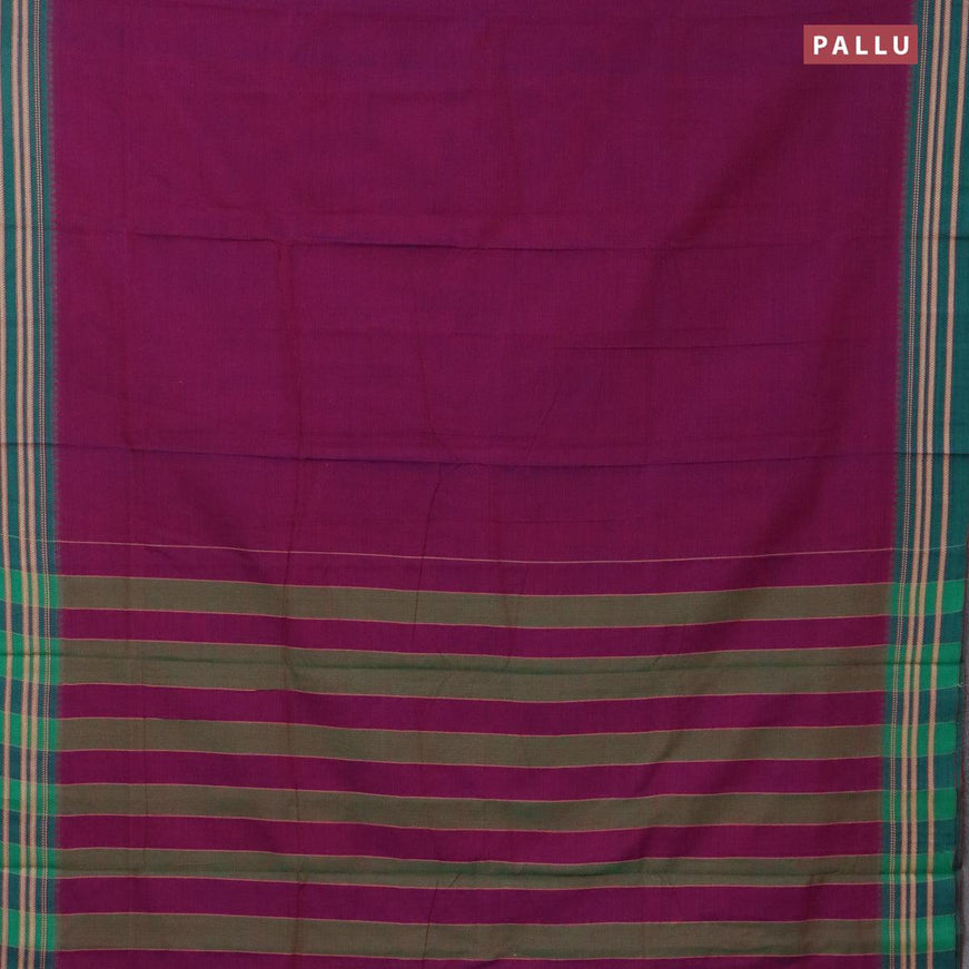 Narayanpet cotton saree purple and green with plain body and thread woven border - {{ collection.title }} by Prashanti Sarees