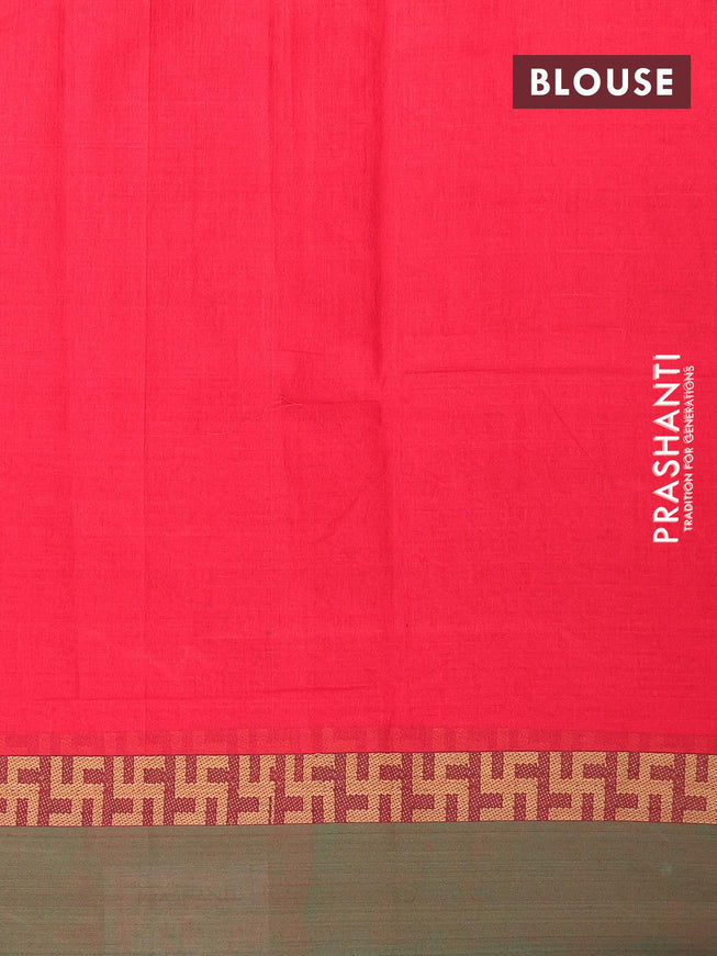 Narayanpet cotton saree red with plain body and ganga jamuna border - {{ collection.title }} by Prashanti Sarees