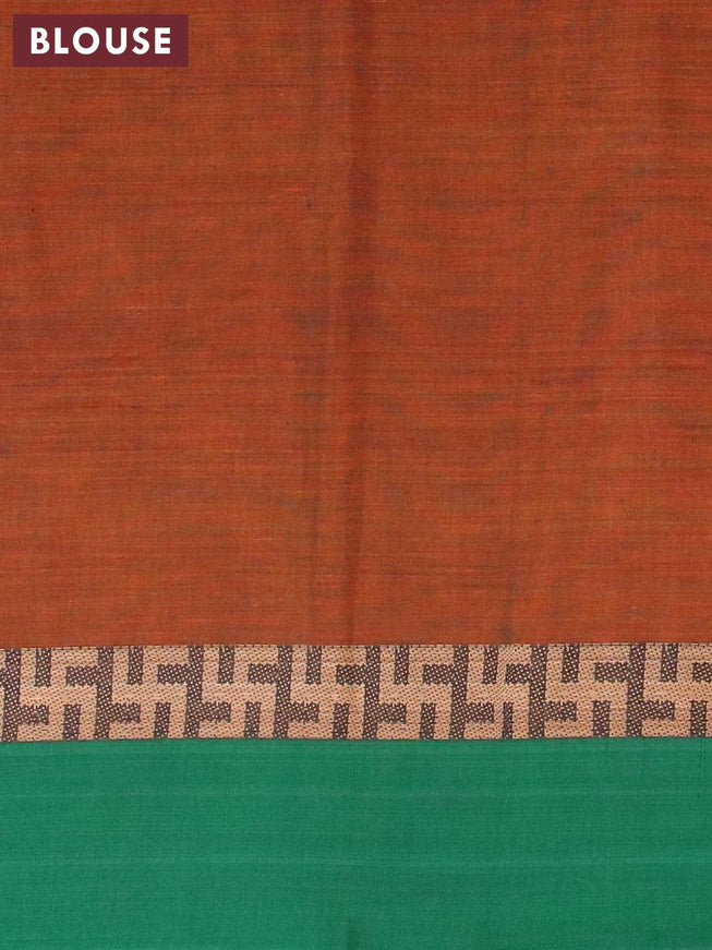 Narayanpet cotton saree rust shade with plain body and ganga jamuna border - {{ collection.title }} by Prashanti Sarees