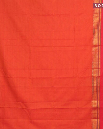Narayanpet cotton saree sunset orange and red with plain body and rettapet zari woven border - {{ collection.title }} by Prashanti Sarees