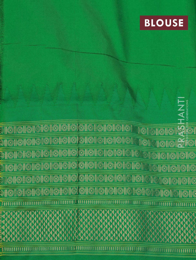 Narayanpet silk saree dual shade of pink and green with allover zari woven buttas and temple design zari woven border - {{ collection.title }} by Prashanti Sarees