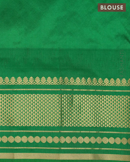 Narayanpet silk saree red and green with zari woven floral buttas and zari woven border - {{ collection.title }} by Prashanti Sarees