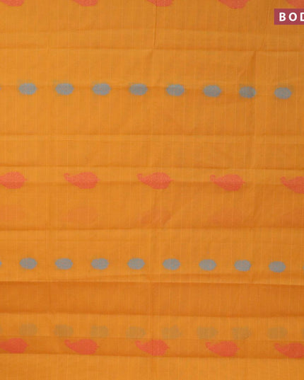 Nithyam cotton saree dark mustard and pink with allover thread woven buttas and zari woven simple border - {{ collection.title }} by Prashanti Sarees