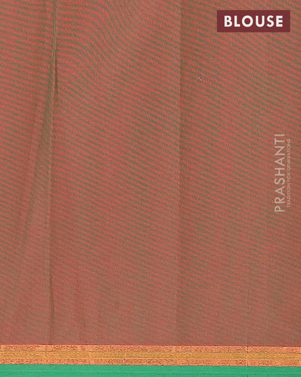 Nithyam cotton saree dual shade of manthulir green and green with thread woven buttas and zari woven simple border - {{ collection.title }} by Prashanti Sarees