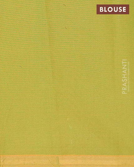 Nithyam cotton saree dual shade of mustard green with allover thread stripe and zari woven border - {{ collection.title }} by Prashanti Sarees