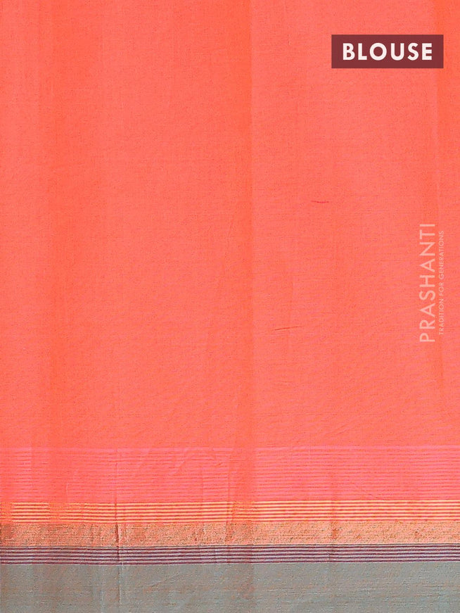 Nithyam cotton saree dual shade of orange and dual shade of blue with thread woven buttas and zari woven simple border - {{ collection.title }} by Prashanti Sarees