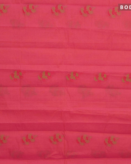Nithyam cotton saree dual shade of pinkish orange with thread woven buttas in borderless style - {{ collection.title }} by Prashanti Sarees