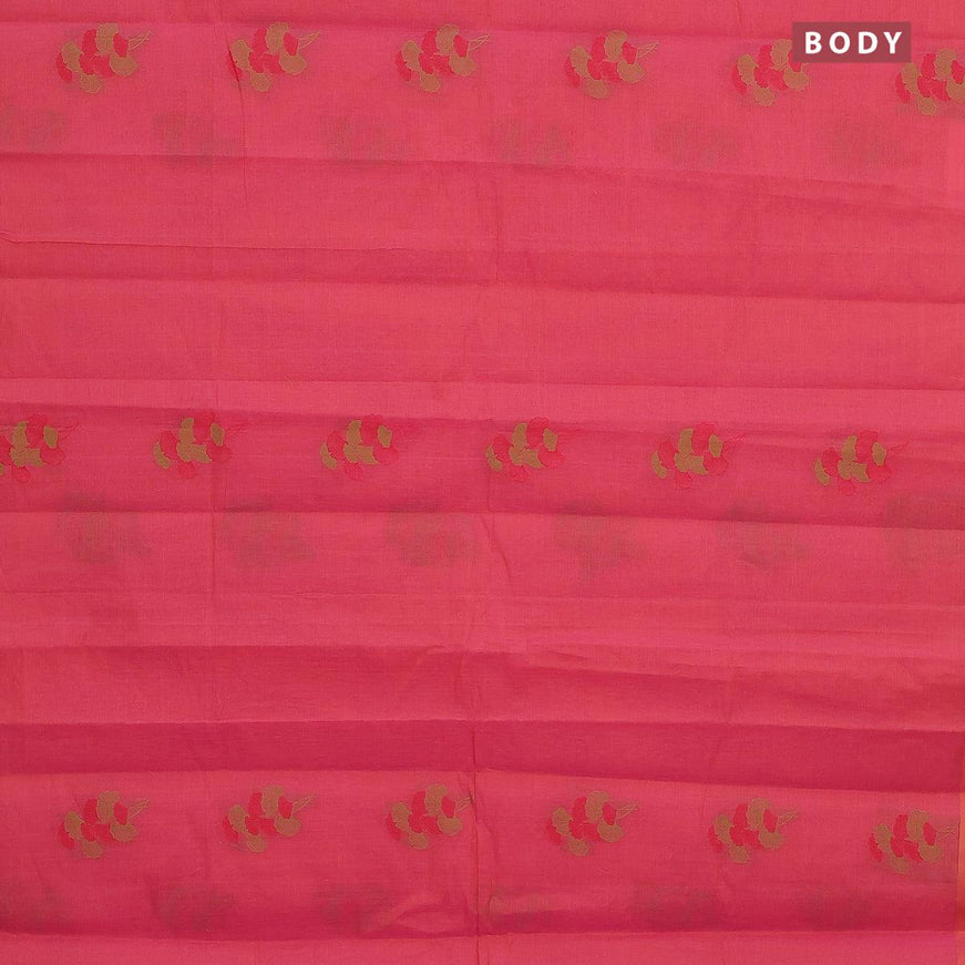 Nithyam cotton saree dual shade of pinkish orange with thread woven buttas in borderless style - {{ collection.title }} by Prashanti Sarees