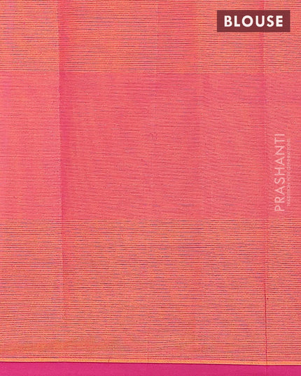 Nithyam cotton saree dual shade of rust and dark magenta pink with allover thread stripes & buttas and simple border - {{ collection.title }} by Prashanti Sarees