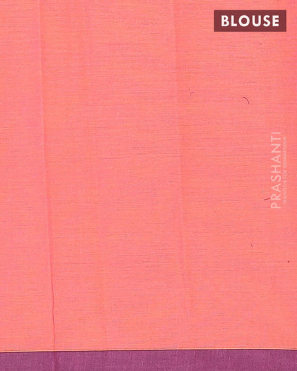 Nithyam cotton saree dual shade of yellowish ipink and wine shade with thread & zari woven buttas and simple border - {{ collection.title }} by Prashanti Sarees