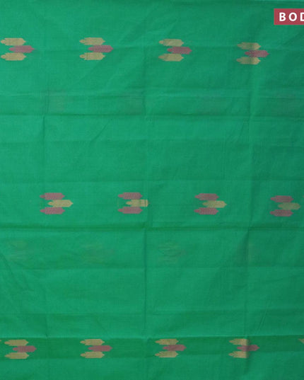Nithyam cotton saree green with thread & zari woven buttas in borderless style - {{ collection.title }} by Prashanti Sarees
