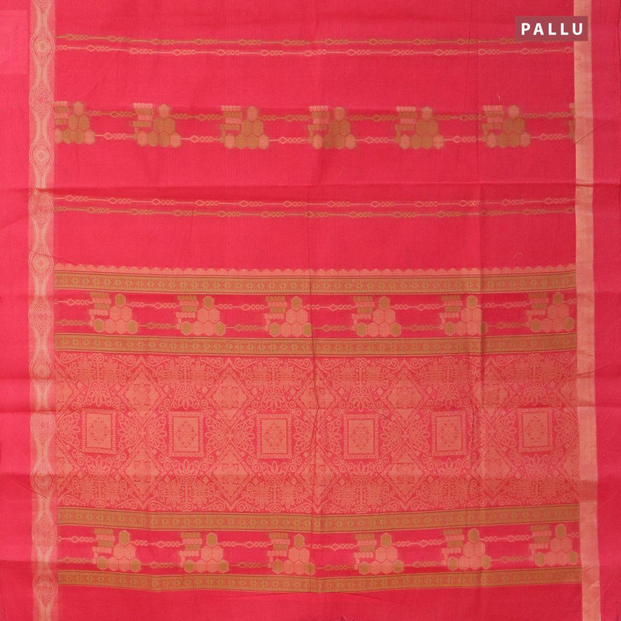 Nithyam cotton saree kum kum red with allover thread weaves and thread woven simple border - {{ collection.title }} by Prashanti Sarees