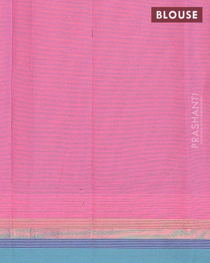 Nithyam cotton saree mauve pink and teal blue shade with thread woven buttas and zari woven simple border - {{ collection.title }} by Prashanti Sarees