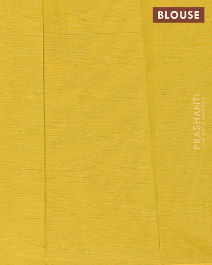 Nithyam cotton saree musatrd green shade with thread & zari woven buttas in borderless style - {{ collection.title }} by Prashanti Sarees
