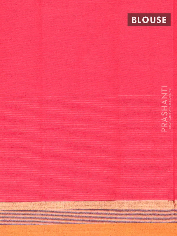 Nithyam cotton saree reddish pink and mustard yellow with thread woven buttas and zari woven simple border - {{ collection.title }} by Prashanti Sarees
