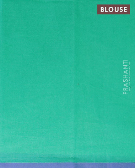 Nithyam cotton saree teal green shade and blue with allover thread stripes & buttas and simple border - {{ collection.title }} by Prashanti Sarees