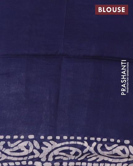 Organza saree blue with allover batik prints and bom lace work border - {{ collection.title }} by Prashanti Sarees