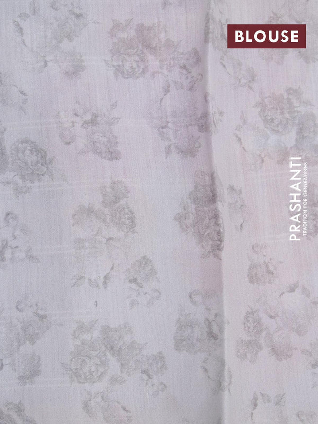 Organza silk saree grey with allover floral digital prints and zari woven border - {{ collection.title }} by Prashanti Sarees