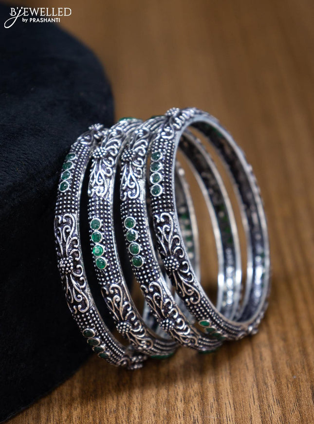 Oxidised bangles with emerald stone - {{ collection.title }} by Prashanti Sarees