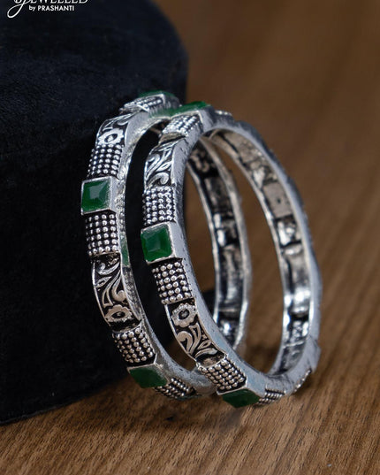 Oxidised bangles with emerald stone - {{ collection.title }} by Prashanti Sarees