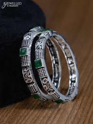 Oxidised bangles with emerald stone