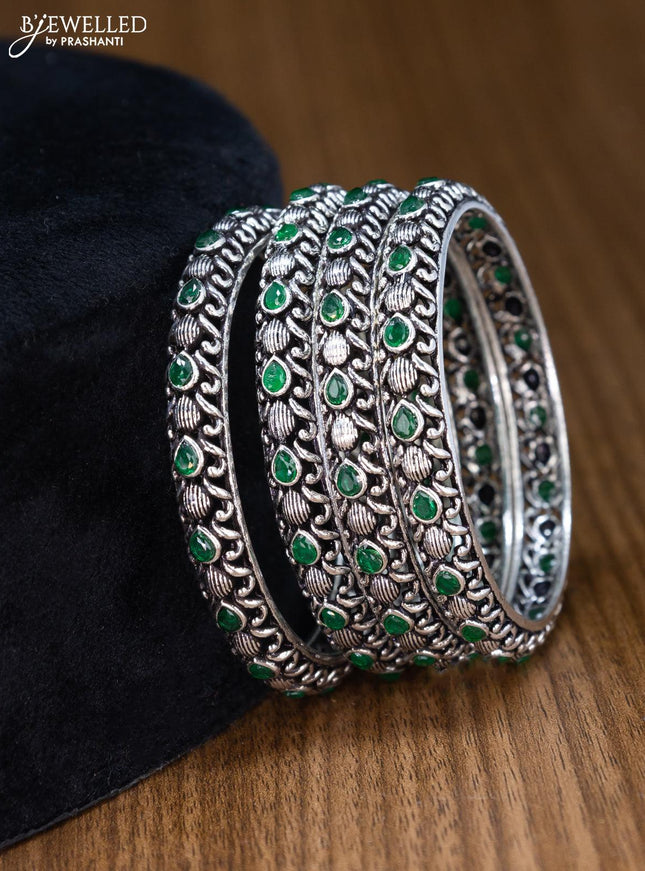Oxidised bangles with emerald stone - {{ collection.title }} by Prashanti Sarees