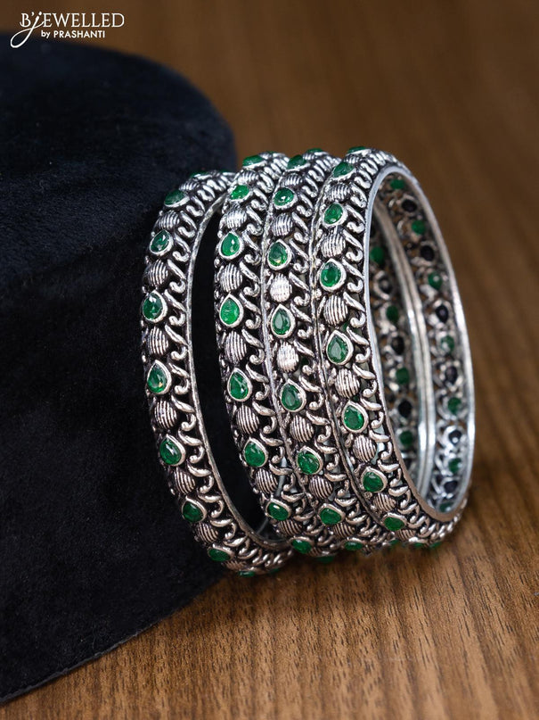 Oxidised bangles with emerald stone - {{ collection.title }} by Prashanti Sarees