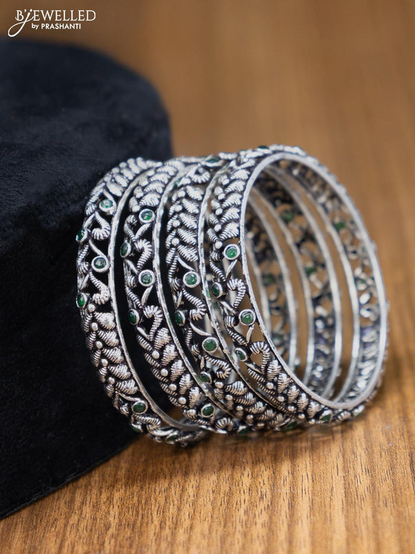 Oxidised bangles with emerald stone - {{ collection.title }} by Prashanti Sarees