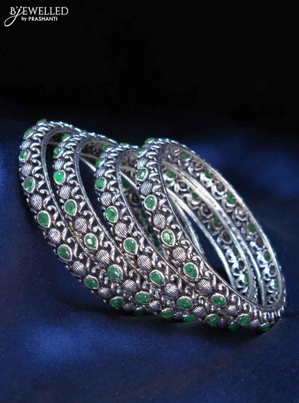 Oxidised bangles with emerald stone - {{ collection.title }} by Prashanti Sarees