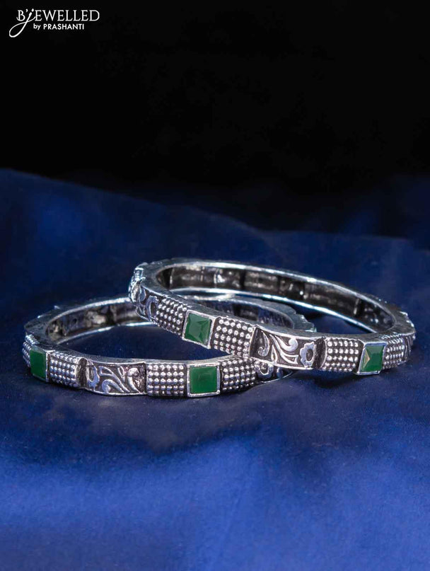 Oxidised bangles with emerald stone - {{ collection.title }} by Prashanti Sarees