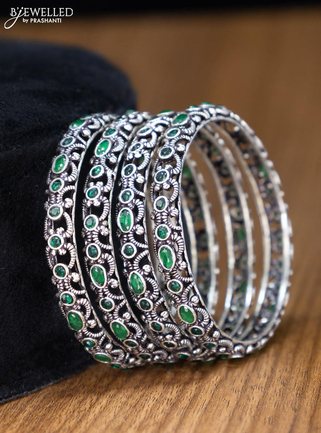 Oxidised bangles with emerald stone - {{ collection.title }} by Prashanti Sarees