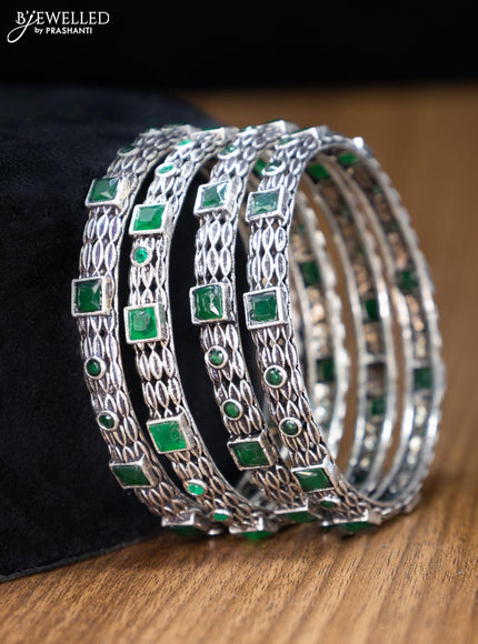Oxidised bangles with emerald stone - {{ collection.title }} by Prashanti Sarees