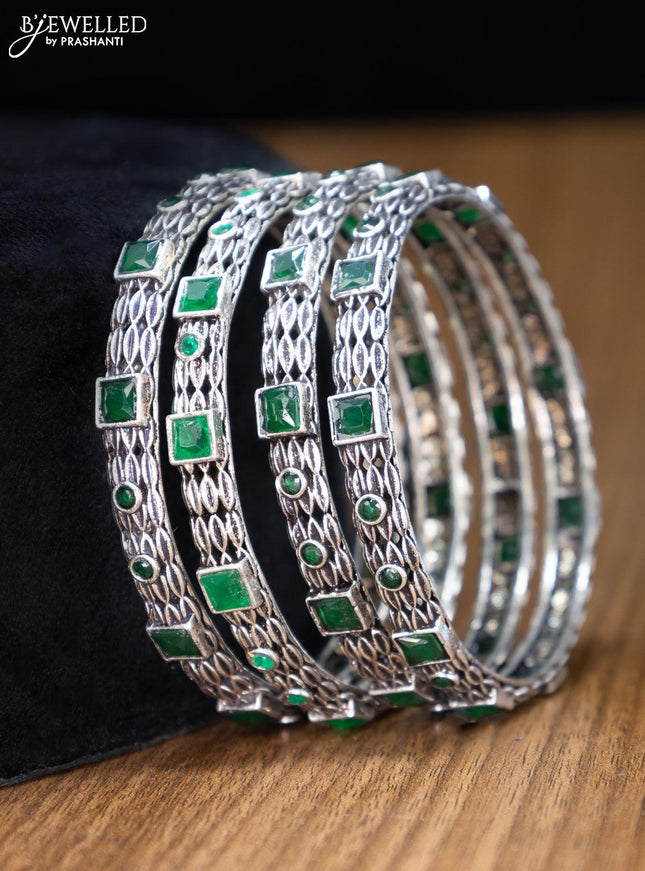 Oxidised bangles with emerald stone - {{ collection.title }} by Prashanti Sarees