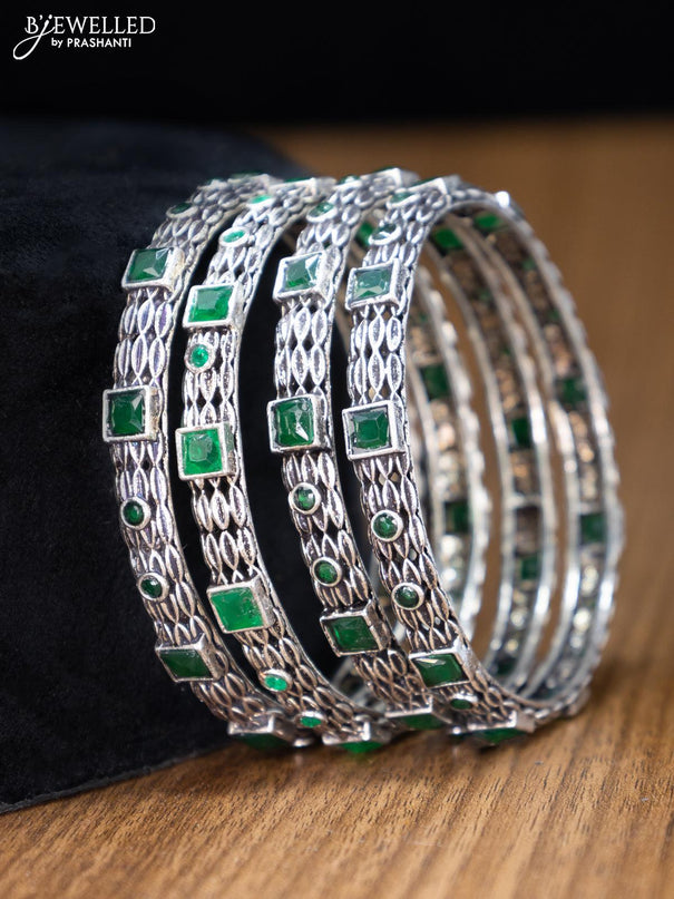 Oxidised bangles with emerald stone - {{ collection.title }} by Prashanti Sarees